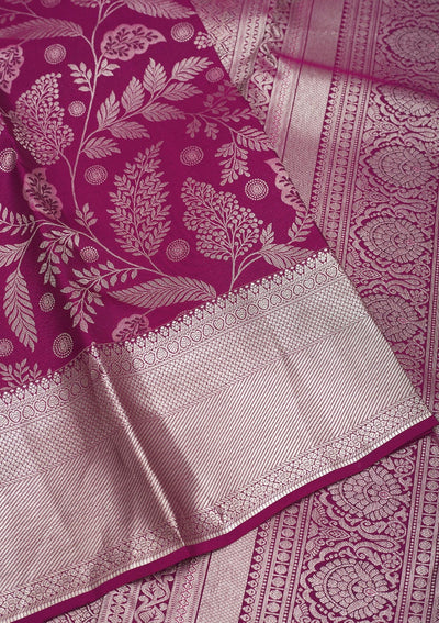 Wine Zariwork Pure Silk Saree-Koskii