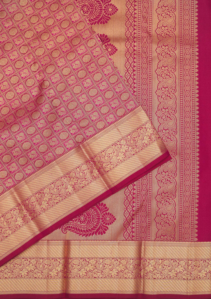 Wine Zariwork Pure Silk Saree-Koskii