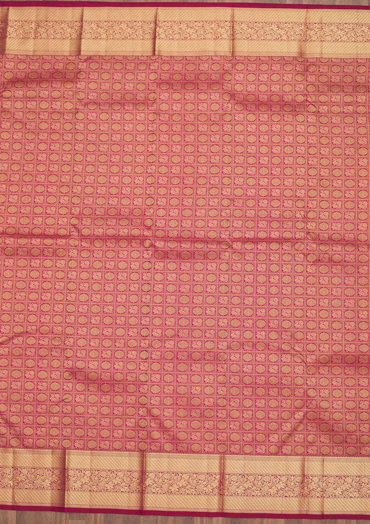 Wine Zariwork Pure Silk Saree-Koskii