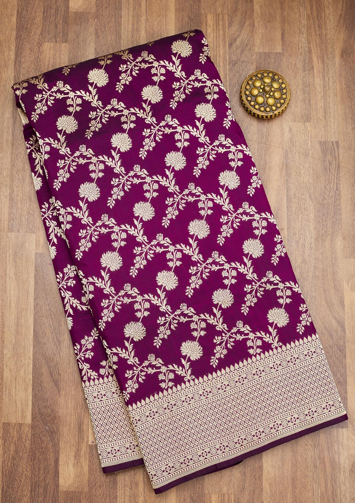Wine Zariwork Pure Silk Saree-Koskii