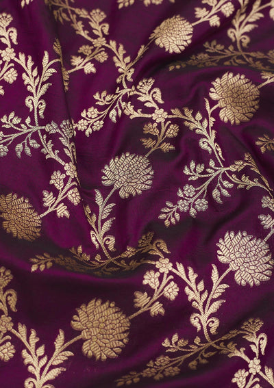 Wine Zariwork Pure Silk Saree-Koskii