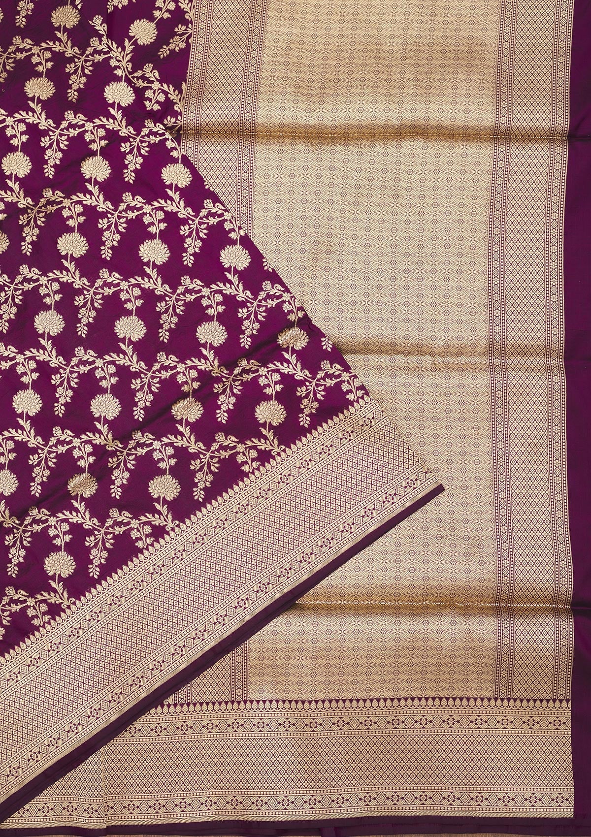 Wine Zariwork Pure Silk Saree-Koskii