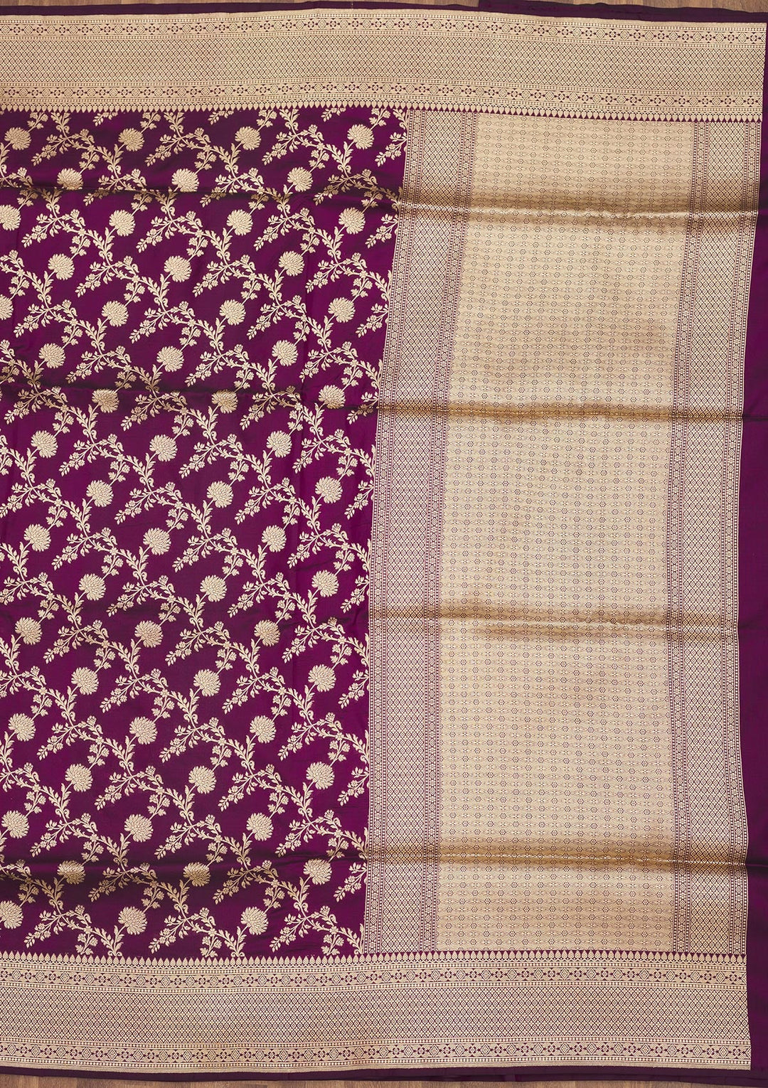 Wine Zariwork Pure Silk Saree-Koskii