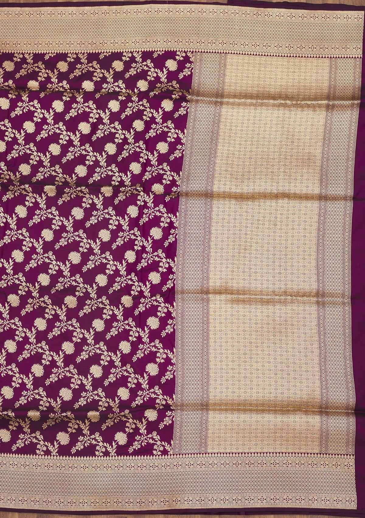 Wine Zariwork Pure Silk Saree-Koskii