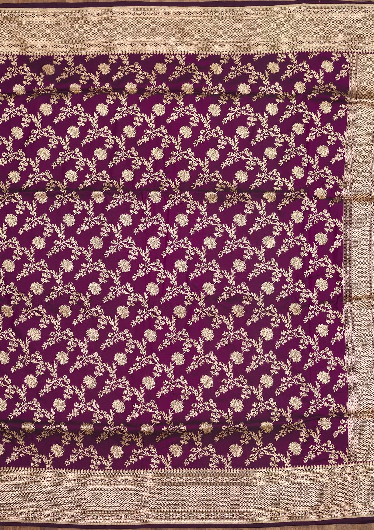 Wine Zariwork Pure Silk Saree-Koskii