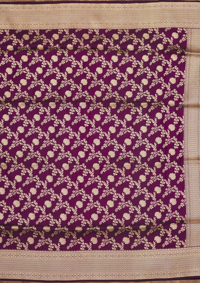 Wine Zariwork Pure Silk Saree-Koskii