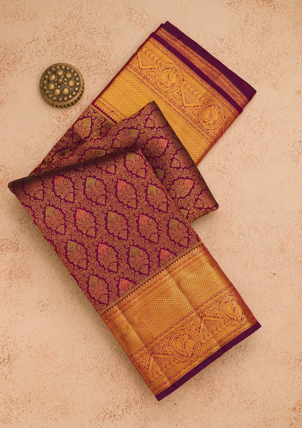 Wine Zariwork Pure Silk Saree-Koskii