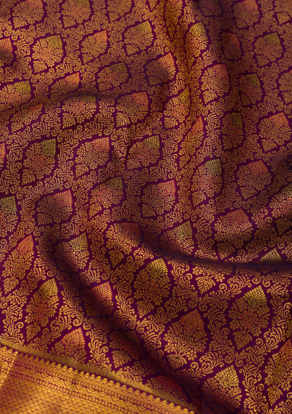 Wine Zariwork Pure Silk Saree-Koskii