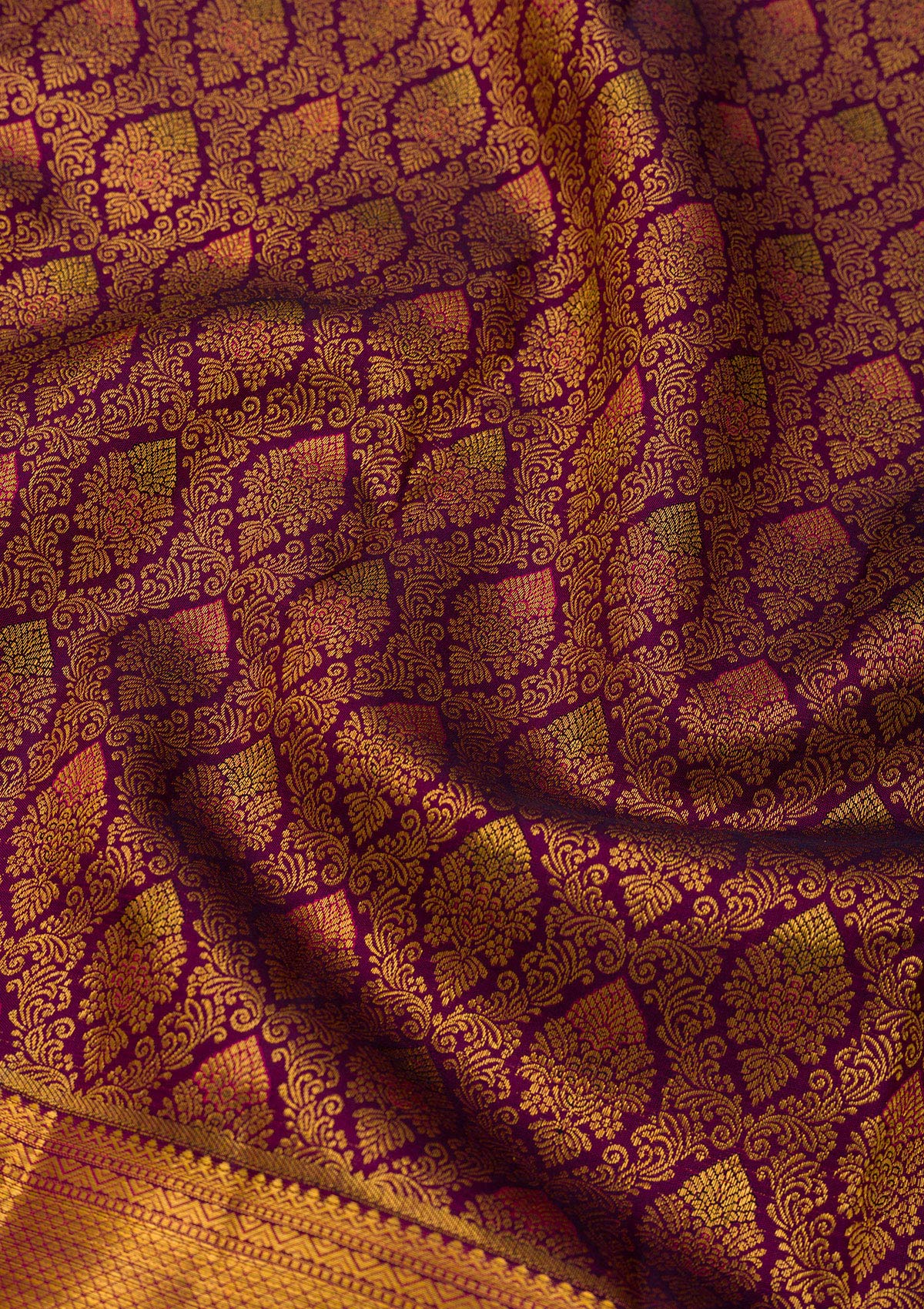 Wine Zariwork Pure Silk Saree-Koskii