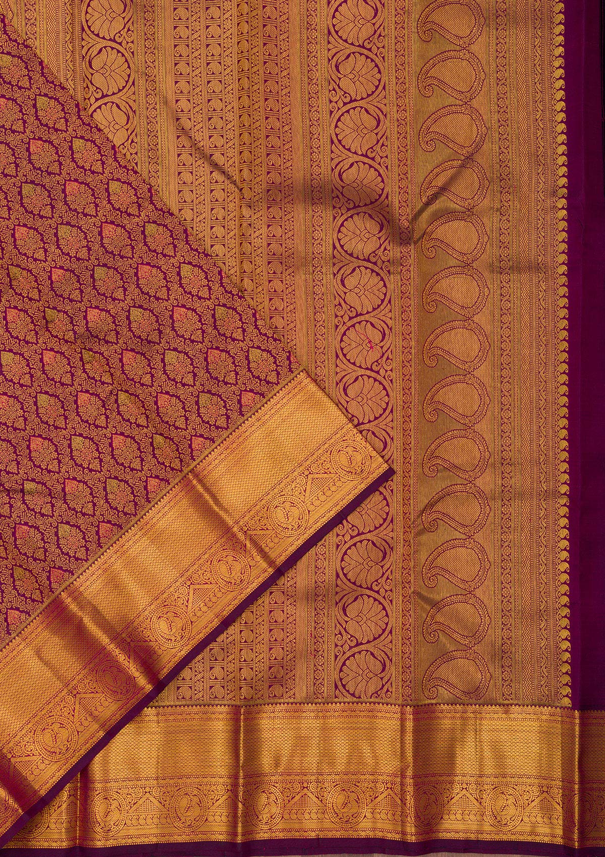 Wine Zariwork Pure Silk Saree-Koskii