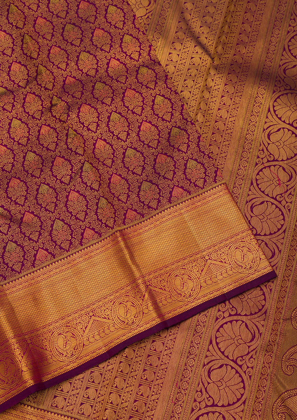 Wine Zariwork Pure Silk Saree-Koskii