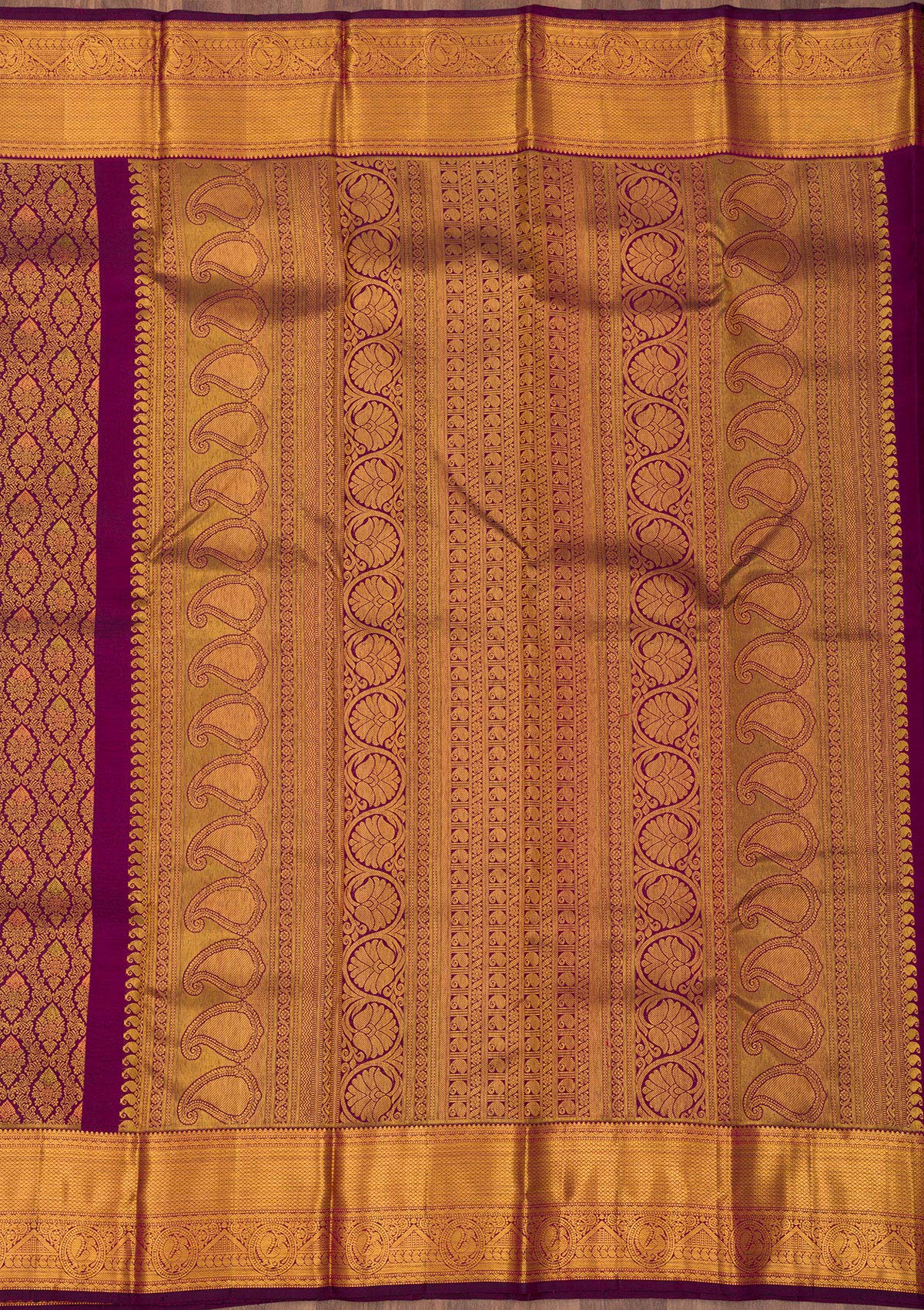 Wine Zariwork Pure Silk Saree-Koskii