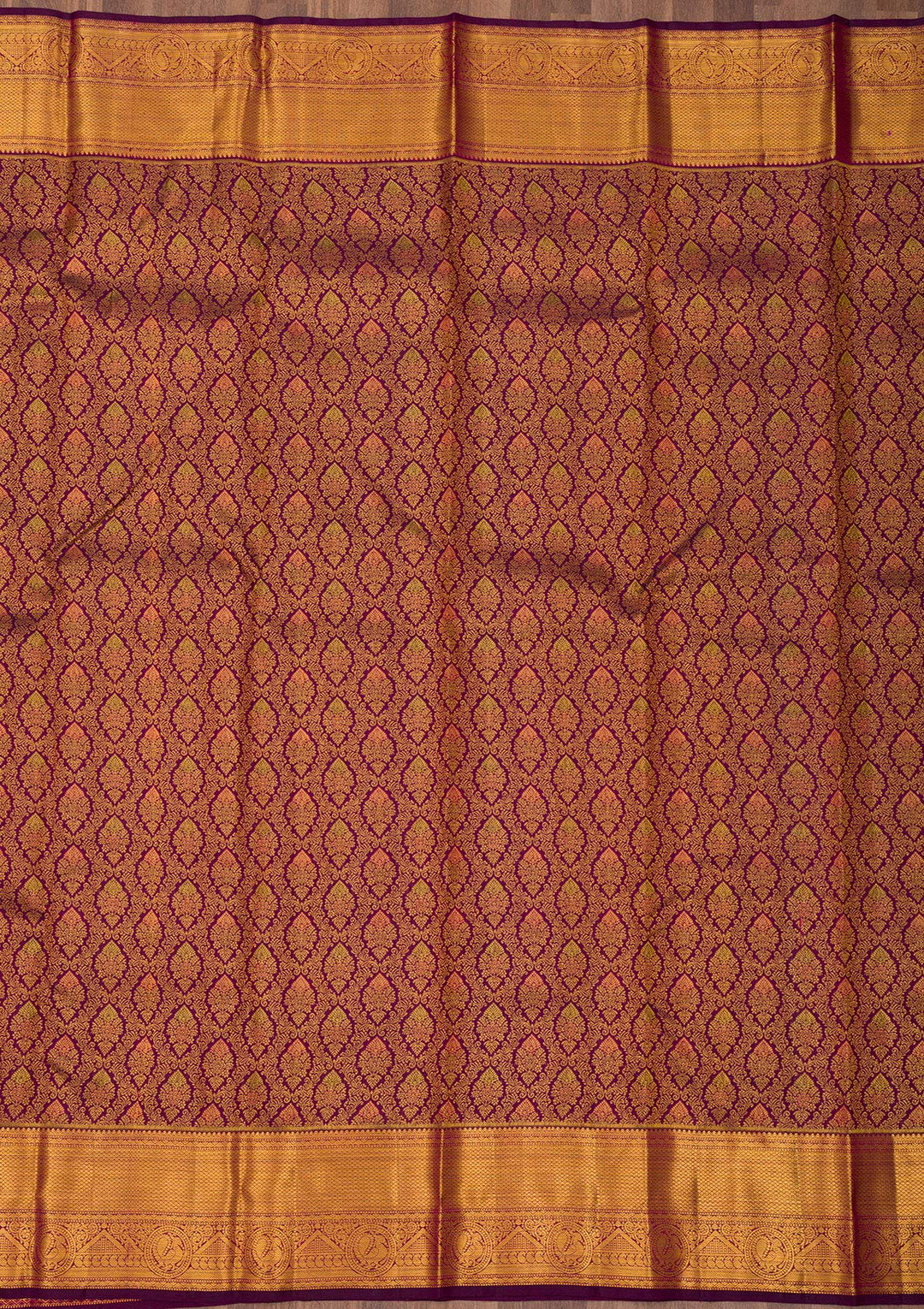 Wine Zariwork Pure Silk Saree-Koskii