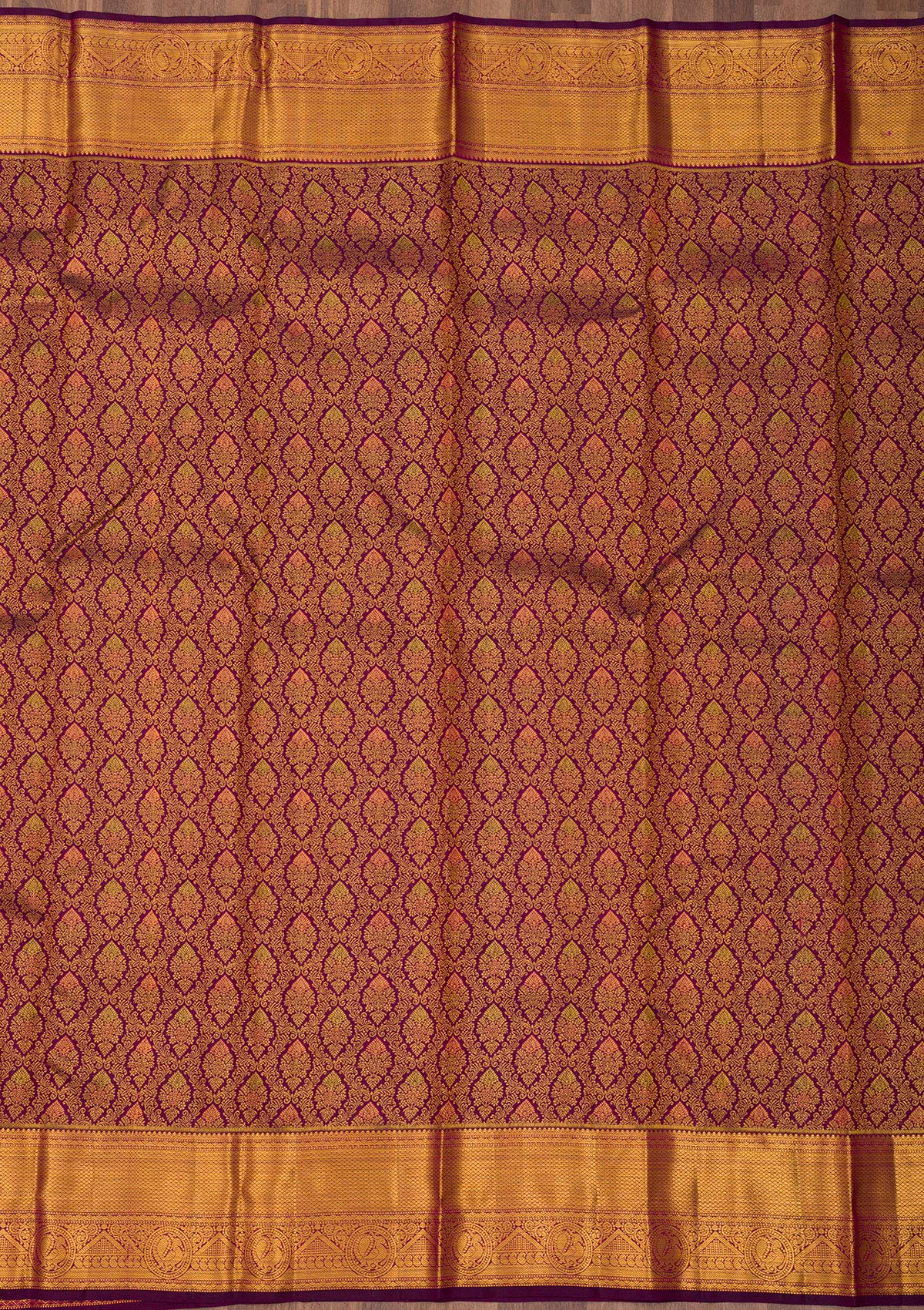 Wine Zariwork Pure Silk Saree-Koskii