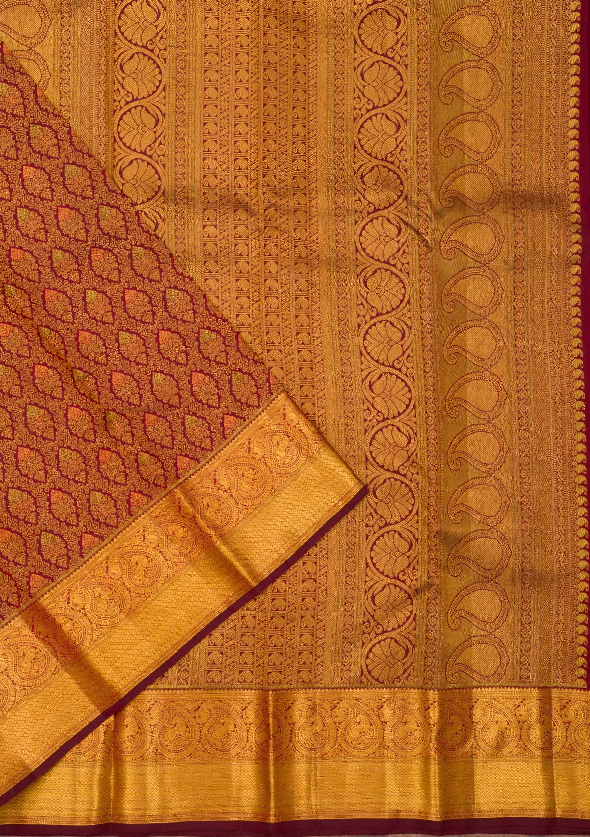 Wine Zariwork Pure Silk Saree-Koskii