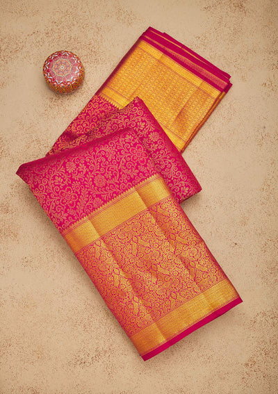 Wine Zariwork Pure Silk Saree-Koskii