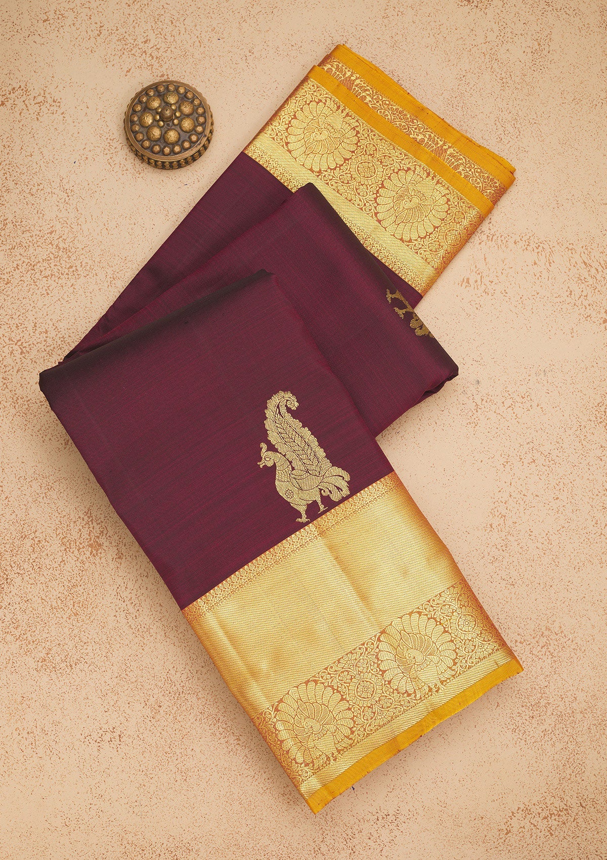 Wine Zariwork Pure Silk Saree-Koskii