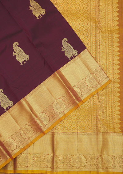 Wine Zariwork Pure Silk Saree