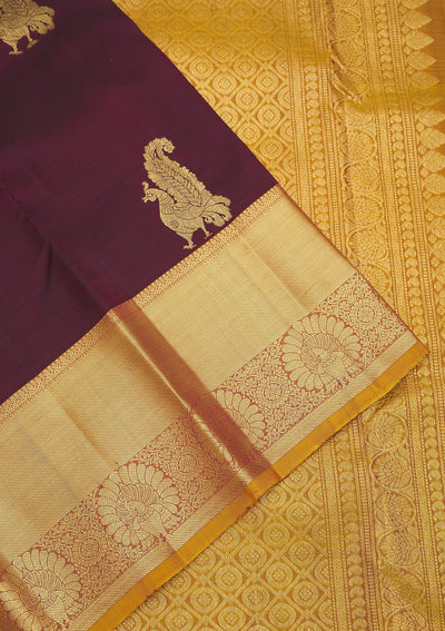 Wine Zariwork Pure Silk Saree