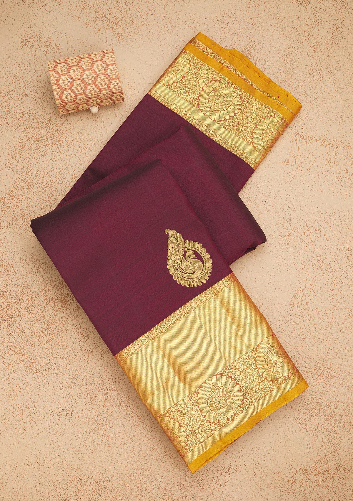 Wine Zariwork Pure Silk Saree-Koskii