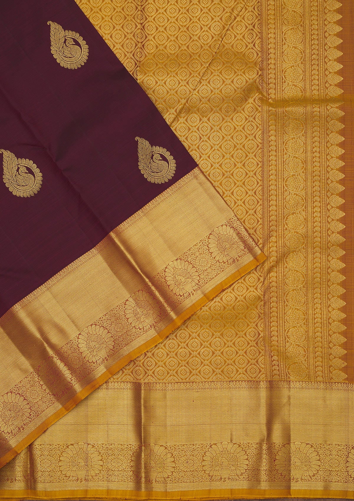 Wine Zariwork Pure Silk Saree