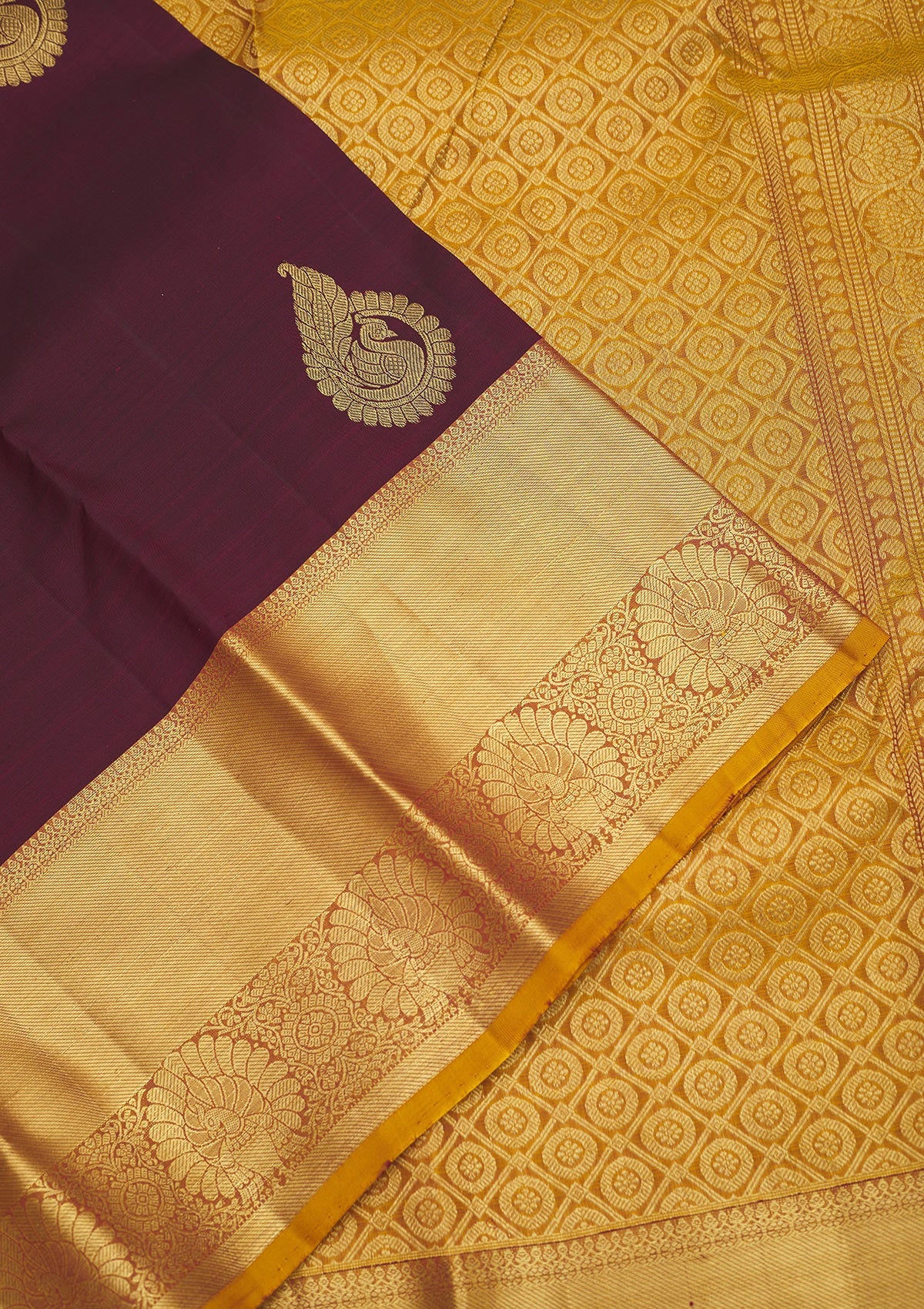 Wine Zariwork Pure Silk Saree