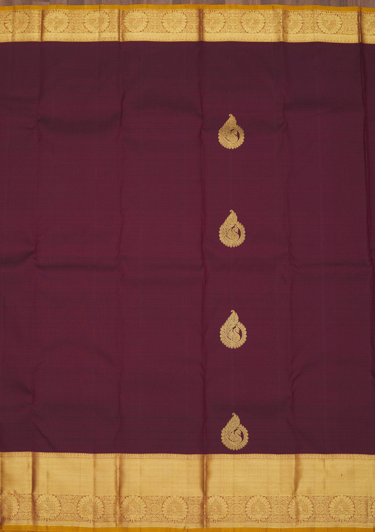 Wine Zariwork Pure Silk Saree