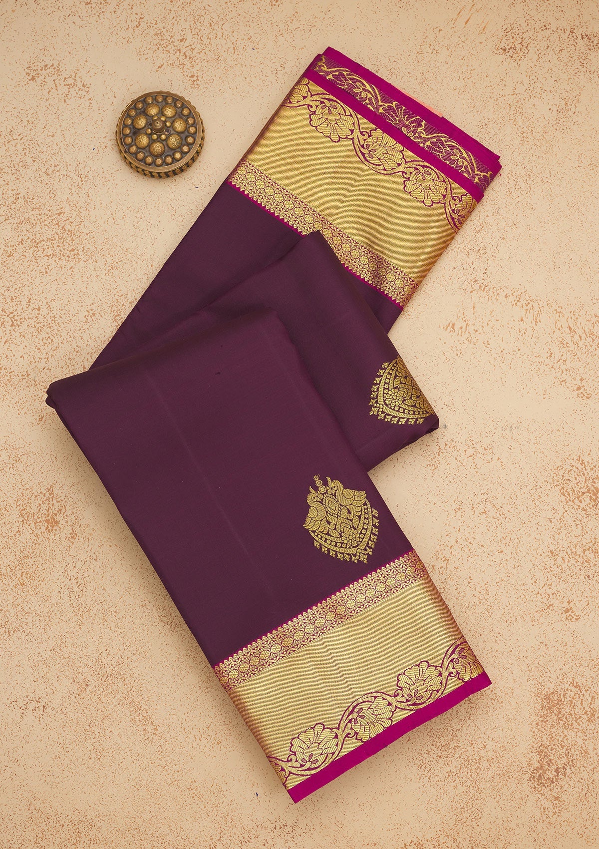 Wine Zariwork Pure Silk Saree-Koskii