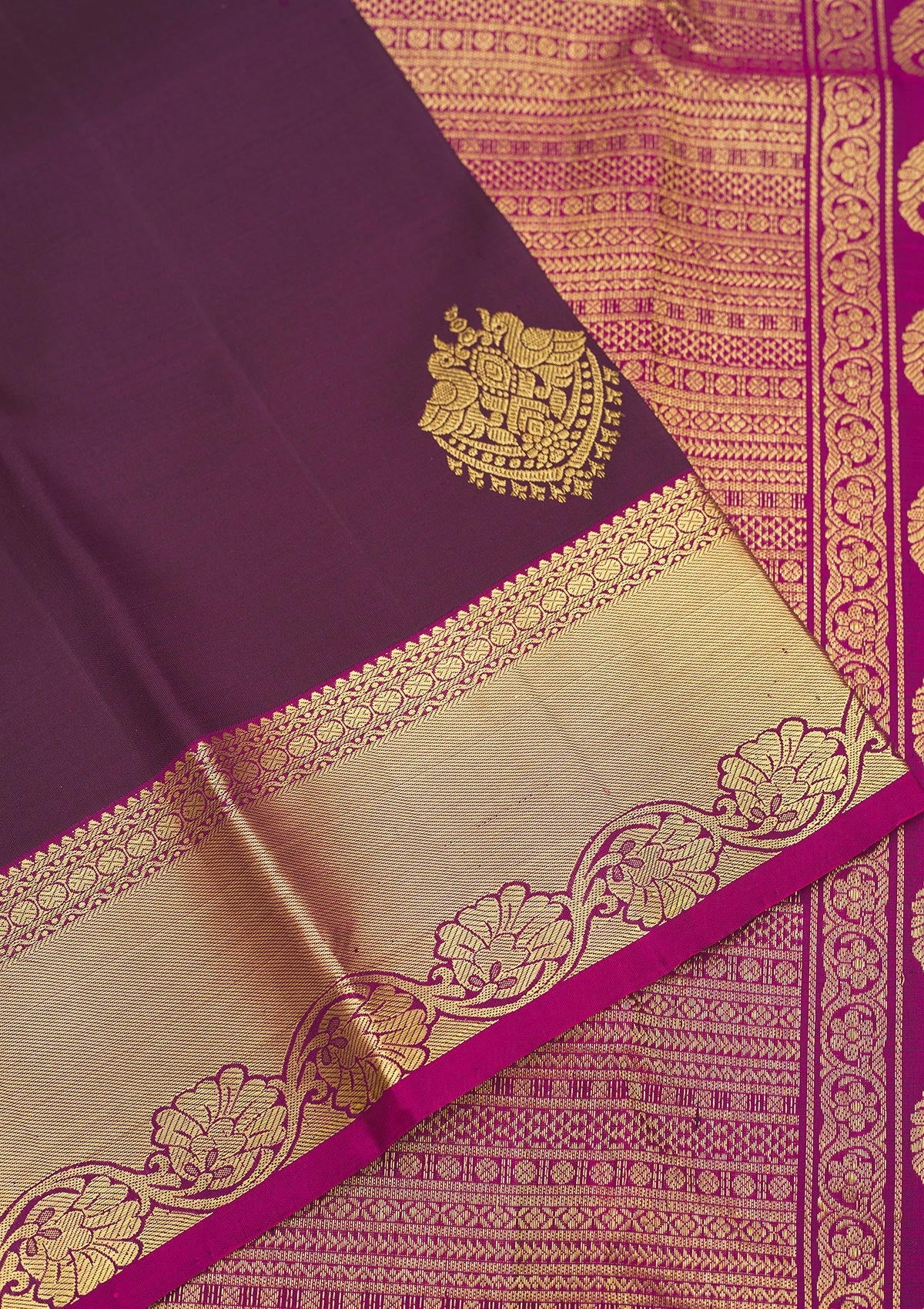 Wine Zariwork Pure Silk Saree