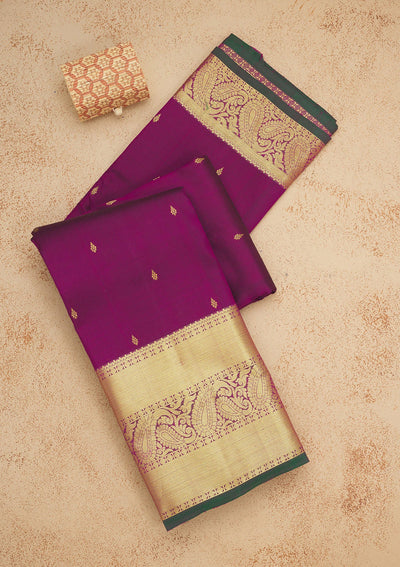 Wine Zariwork Pure Silk Saree-Koskii