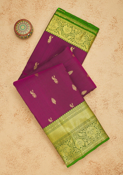 Wine Zariwork Pure Silk Saree-Koskii