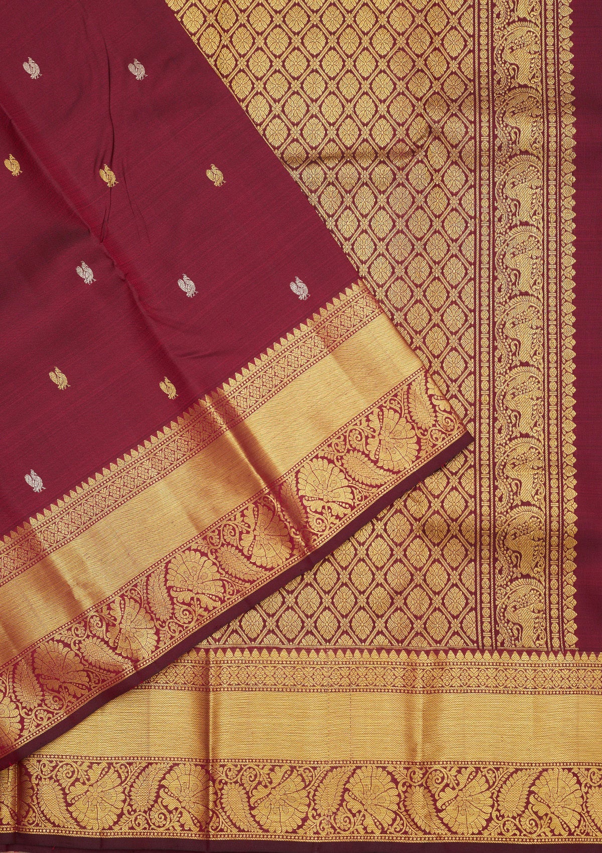 Wine Zariwork Pure Silk Saree