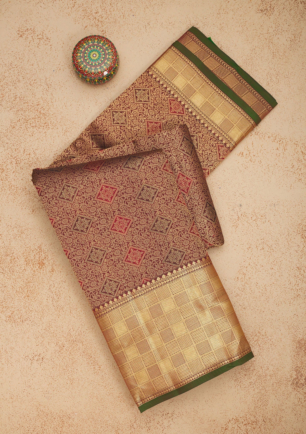 Wine Zariwork Pure Silk Saree-Koskii