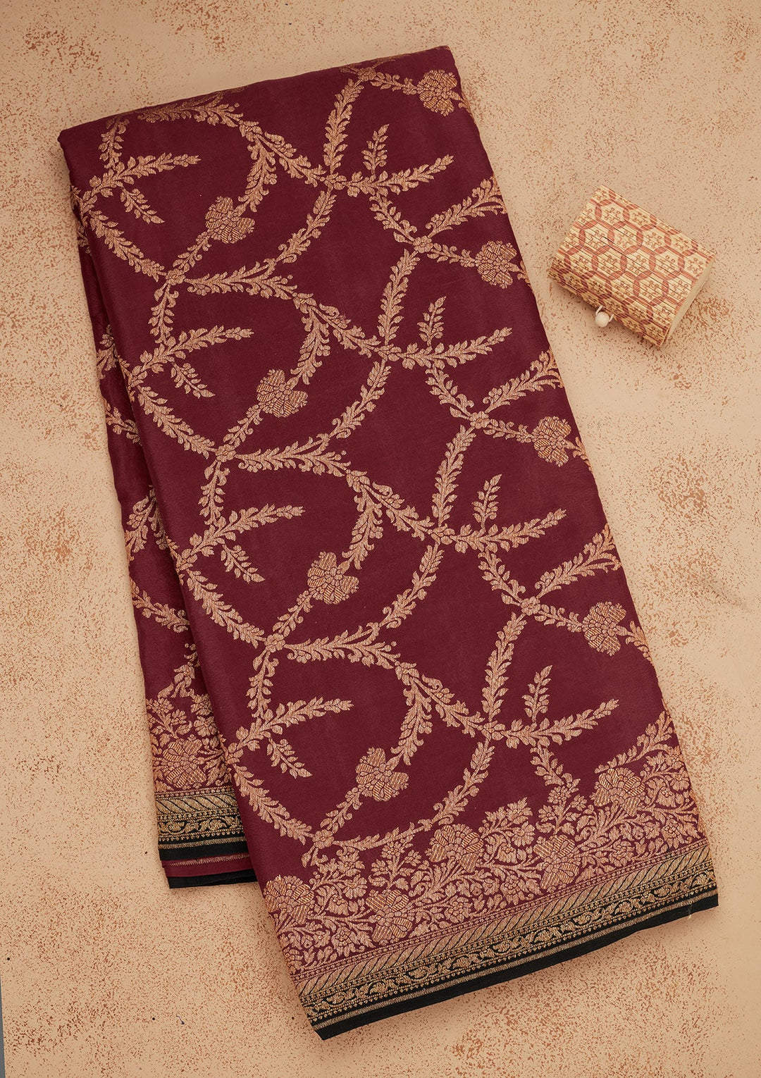 Wine Zariwork Pure Silk Saree-Koskii