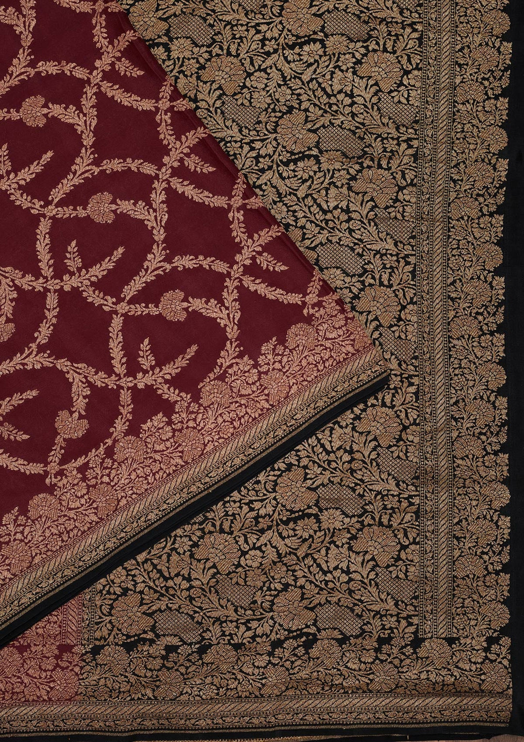 Wine Zariwork Pure Silk Saree-Koskii