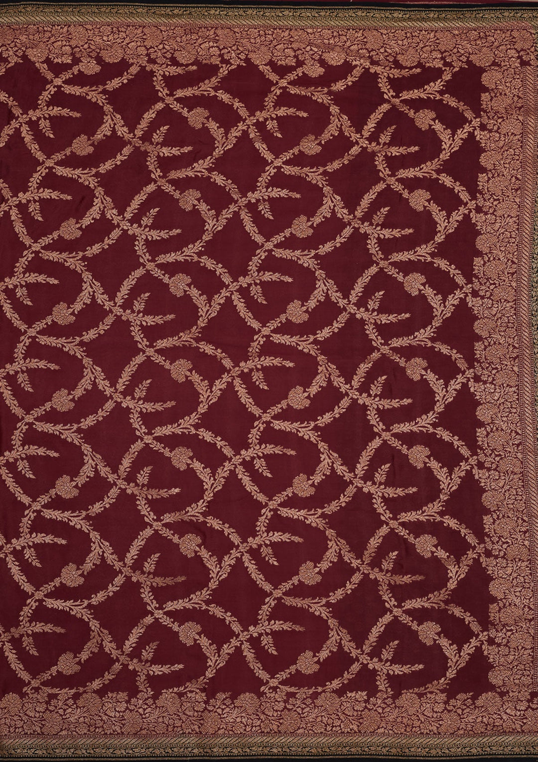 Wine Zariwork Pure Silk Saree-Koskii