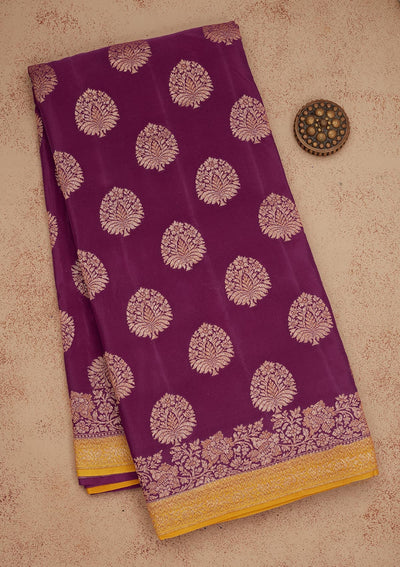 Wine Zariwork Pure Silk Saree-Koskii