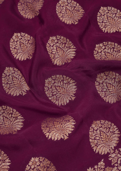 Wine Zariwork Pure Silk Saree-Koskii