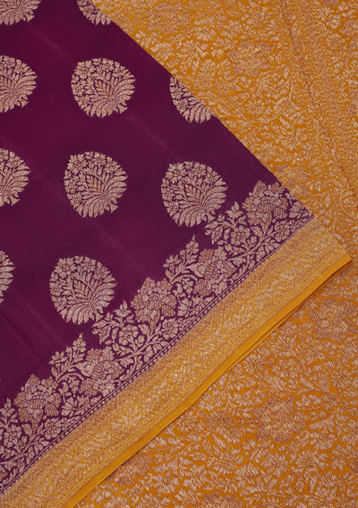 Wine Zariwork Pure Silk Saree-Koskii