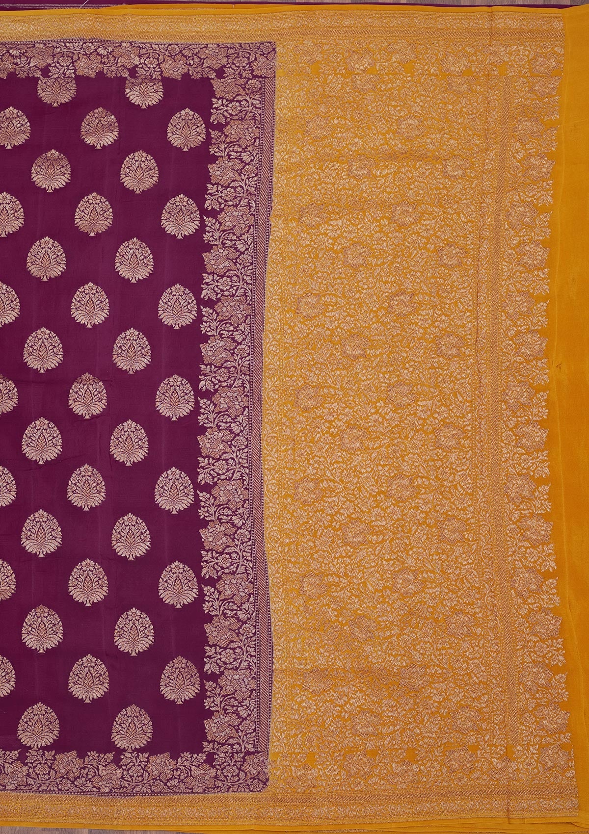 Wine Zariwork Pure Silk Saree-Koskii