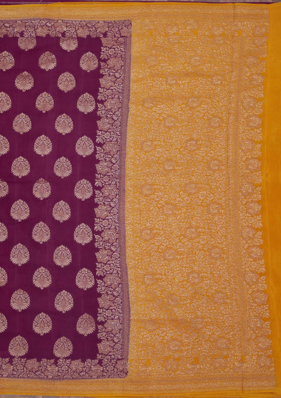 Wine Zariwork Pure Silk Saree-Koskii