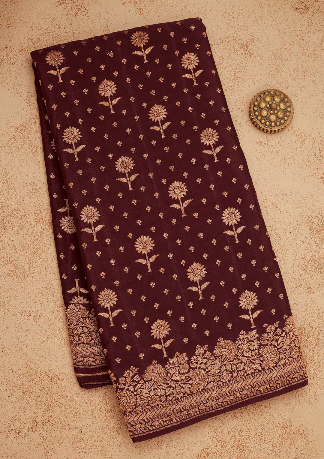 Wine Zariwork Pure Silk Saree-Koskii