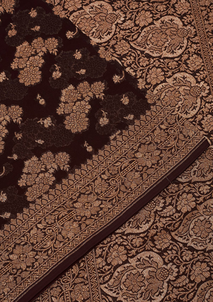 Wine Zariwork Pure Silk Saree-Koskii