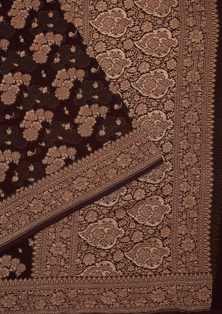 Wine Zariwork Pure Silk Saree-Koskii