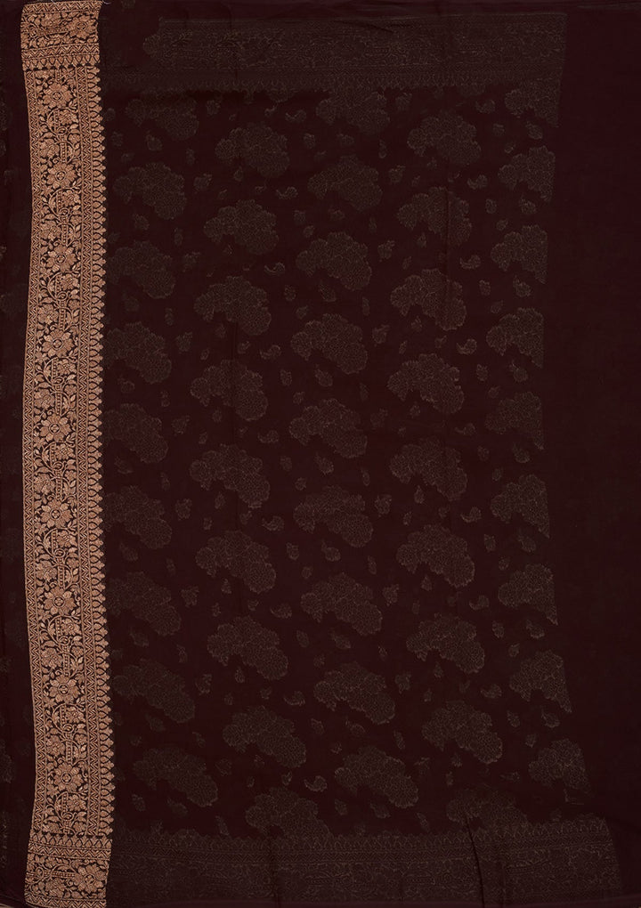 Wine Zariwork Pure Silk Saree-Koskii