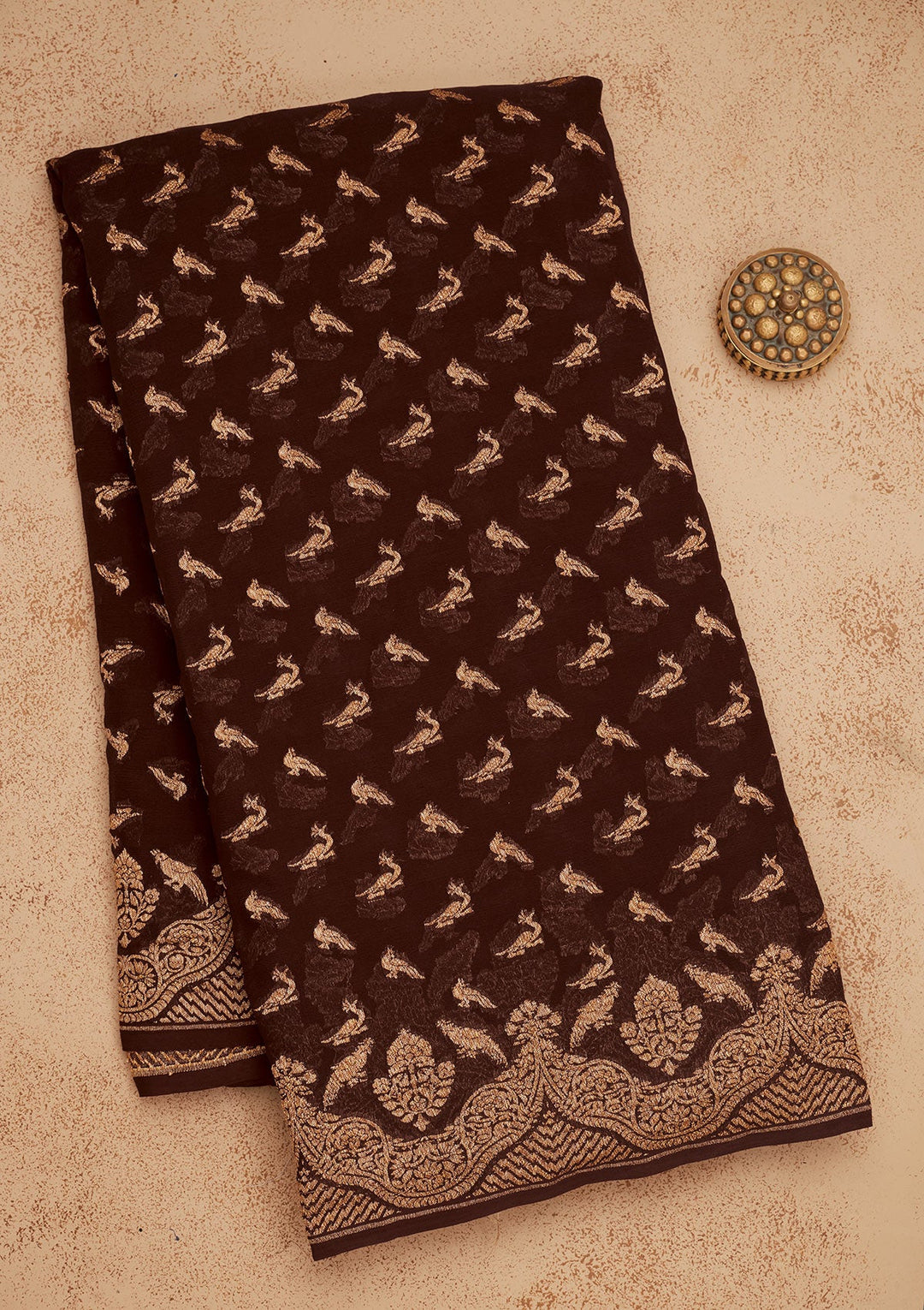 Wine Zariwork Pure Silk Saree-Koskii