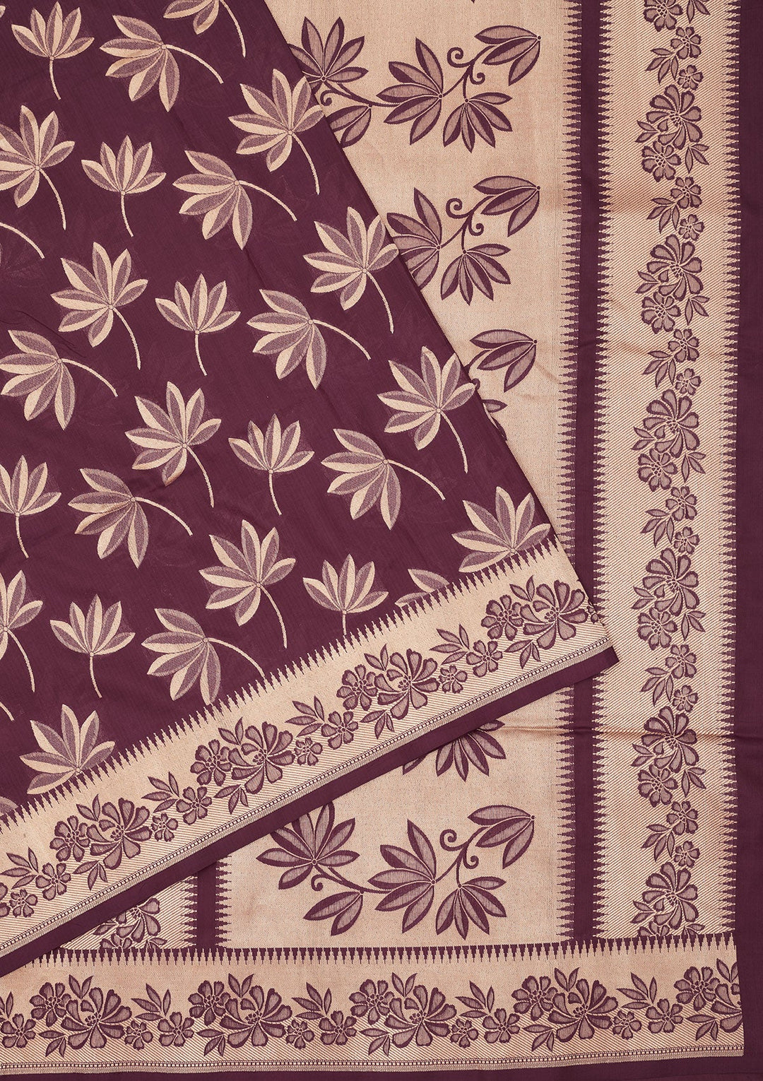 Wine Zariwork Pure Silk Saree-Koskii