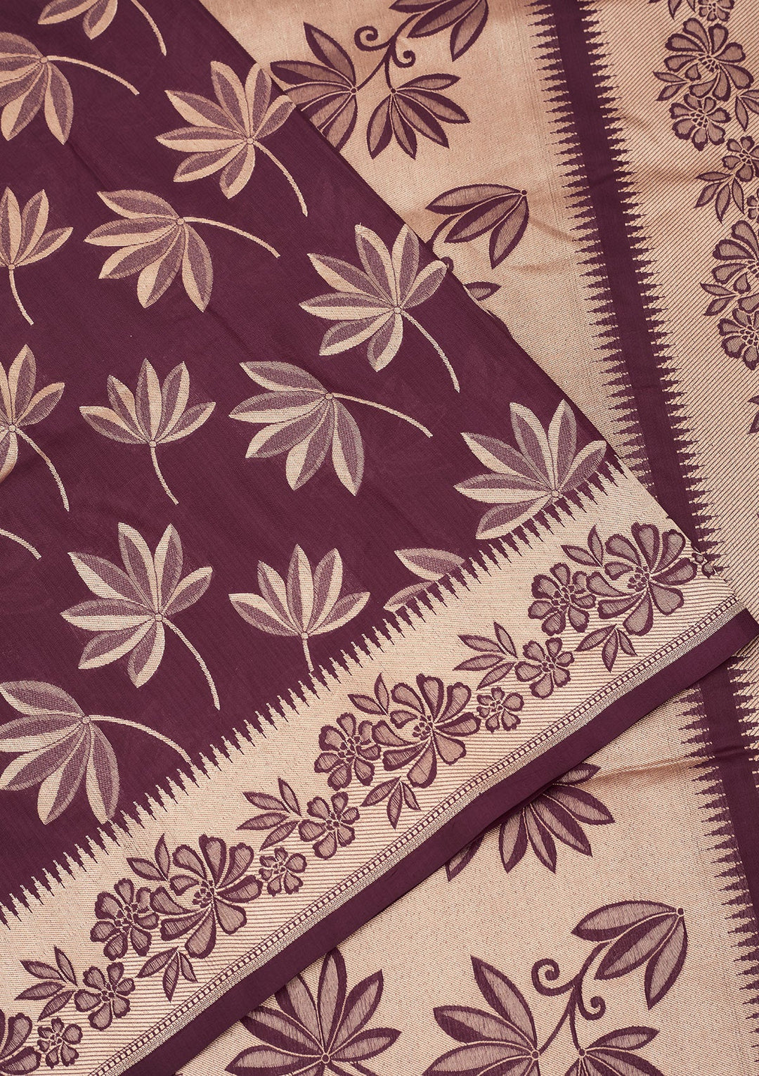 Wine Zariwork Pure Silk Saree-Koskii