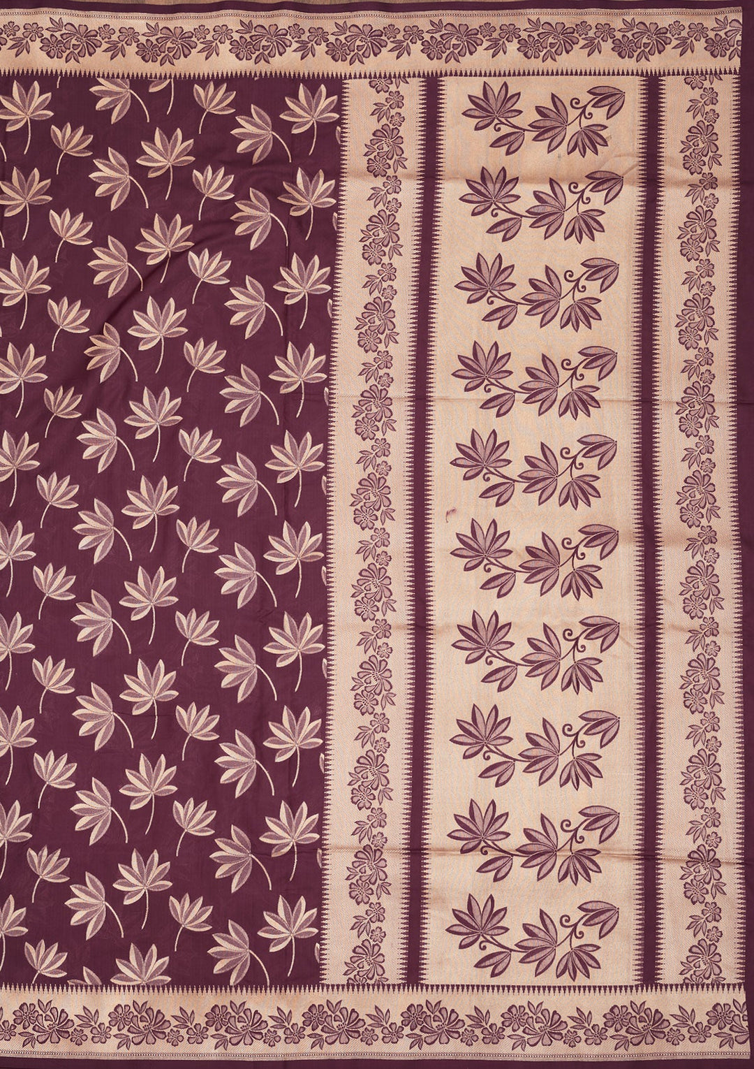 Wine Zariwork Pure Silk Saree-Koskii
