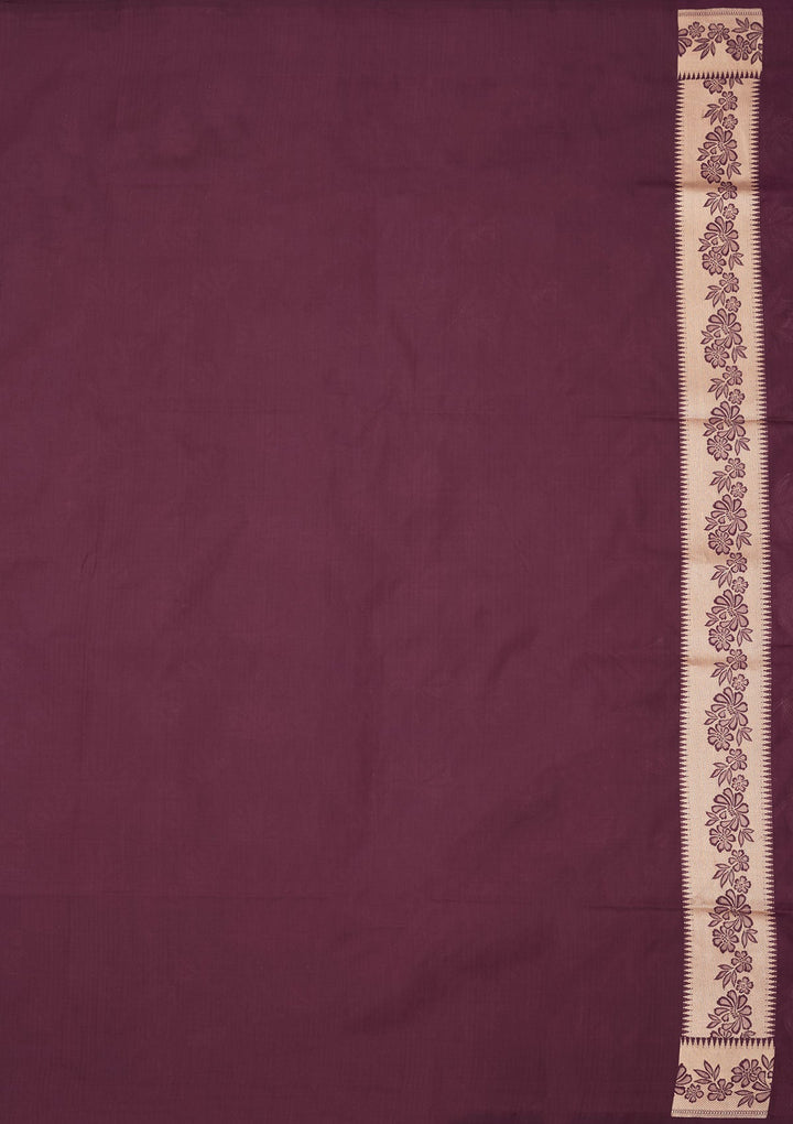 Wine Zariwork Pure Silk Saree-Koskii